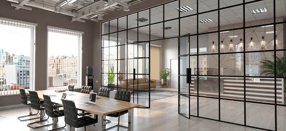 o escritório de vidro móvel do quadro de alumínio de 12mm divide interior contínuo
