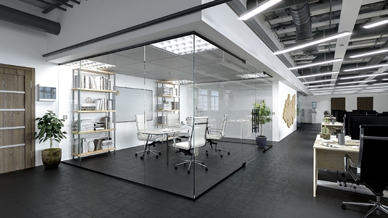 o escritório de vidro móvel do quadro de alumínio de 12mm divide interior contínuo