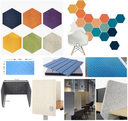 Os painéis de parede decorativos do sanduíche da sala gráfica absorvem o painel acústico do poliéster sadio