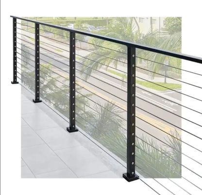 Balustrade de escada de alumínio montada no chão com espessura de vidro de 8 mm - 17,5 mm