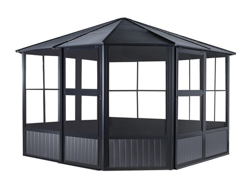 China Top Hardware Solarrooms Casas de vidro Casa de contêiner com moldura de telhado poligônico