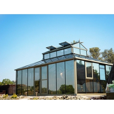 Dimensão personalizada Pequeno quarto de vidro de 4 estações Casa de jardim de inverno Alumínio Sala de sol em cinza