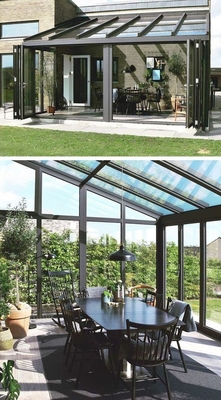 Jardim de Inverno personalizado Sala de sol de vidro de alumínio com porta dupla deslizante e impermeável