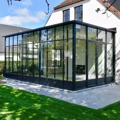 Casa de vidro de alumínio de acabamento liso revestido com pó para elegância de jardim de inverno
