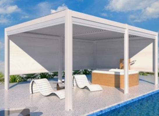 Todos os Tempos Customizado Roof Shutter Elétrico Alumínio Pergola Para Pavilhão Jardim