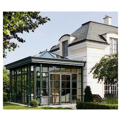 Four Seasons Sunroom exterior com porta dupla deslizante e acabamento revestido de pó liso