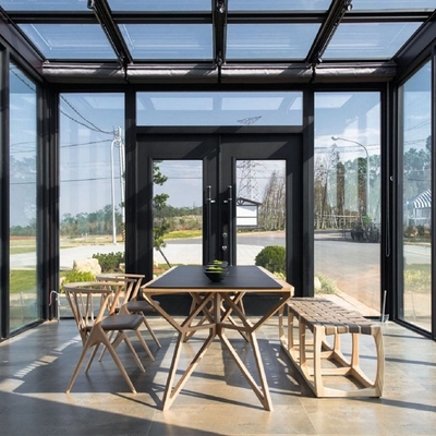 Sala de sol de vidro exterior com cor de vidro marrom e equipamento chinês