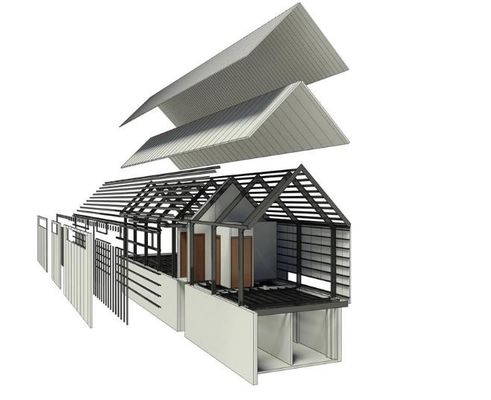 Casas de armação de aço modulares pre fabricadas da luz de porta do PVC com o painel isolado estrutural