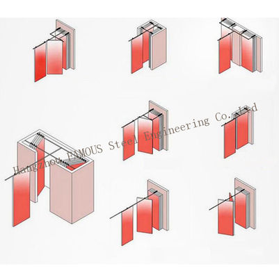Paredes de separação de vidro do móvel da dobradura 3000mm da sala de aula, separação de vidro de alumínio de suspensão do quadro da ioga da tela da porta
