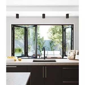 O vidro exterior da liga de alumínio da fachada que dobram Windows Bifold e as portas expuseram o quadro