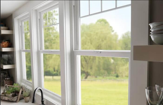 Dobro deslizante vertical Hung Windows Clear Tempered Glass de UPVC