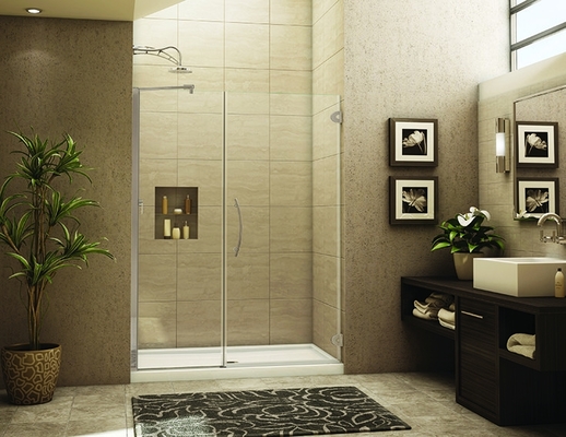 Vidro dobro da porta Frameless de alumínio moderna do chuveiro do pivô